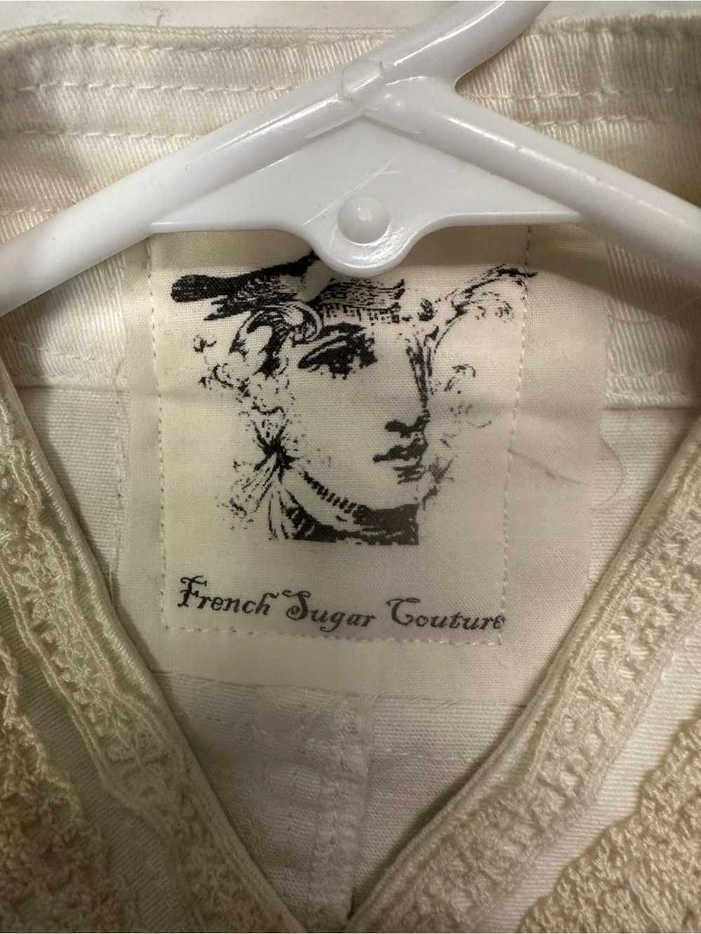Women's Ivory Embroidered Lace-Trim Jean Jacket - Picture 3 of 3